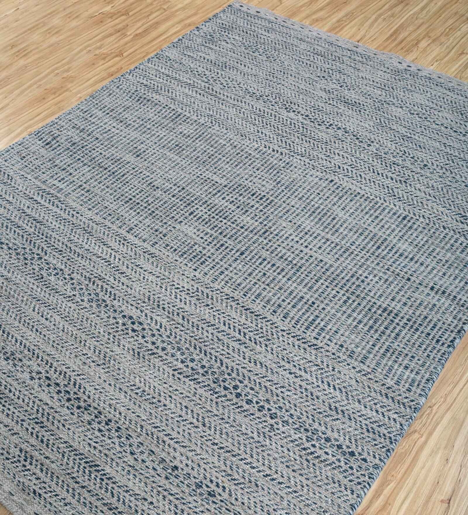 Off White Striped Wool 5 ft x 7 ft Flat Weave Dhurrie