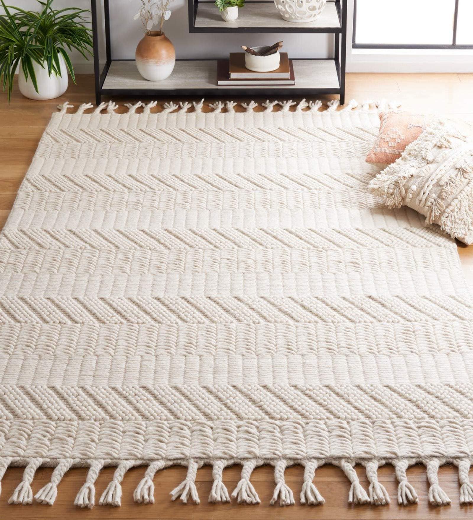 Ivory Wool 4 X 6 ft Hand Woven Dhurrie