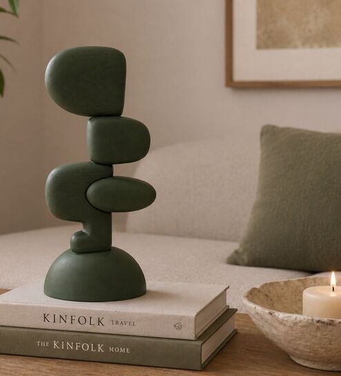 Ivory Finish Modern Abstract Polyresin Sculptural Table Showpiece-image-12