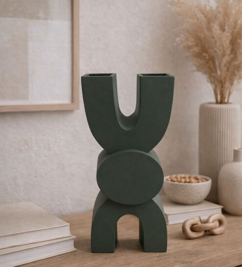 ashnam Ivoire Clair Modern Dual Tube Geometric Decorative Vase-picture-3