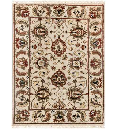 Ivory Persian Wool 2x3 Feet Handmade  Dhurrie