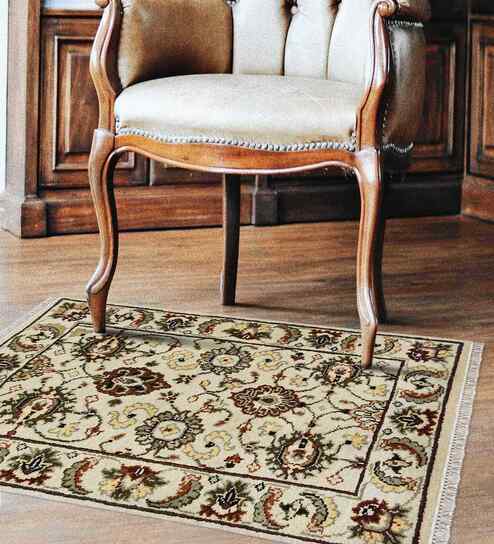 Ivory Persian Wool 2x3 Feet Handmade  Dhurrie