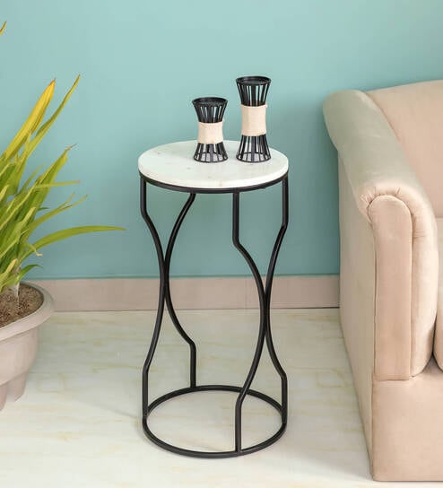 Ivory Eclipse End Table in Black Finish
