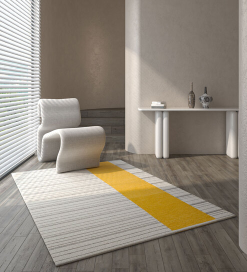 Ivory Geometrical Wool 5 ft X 8 ft Flat Weaves