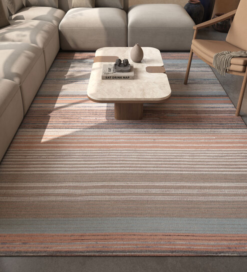 Ivory Geometrical Wool 6 ft X 9 ft Flat Weaves