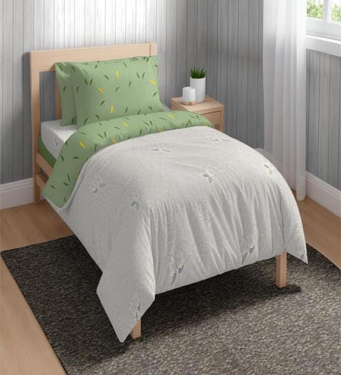 Ivory Microfiber Floral 150 GSM Single Bed Comforter