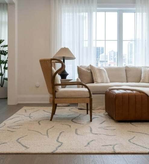 neu looms Ivory Sage Green Natural Wool 9 X 9 Feet Machine Made Square Carpet-picture-35
