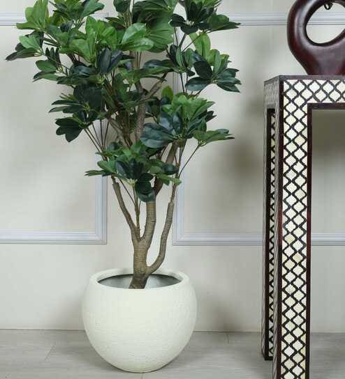Ivory Sphere Small Round Resin Planter (Ivory)