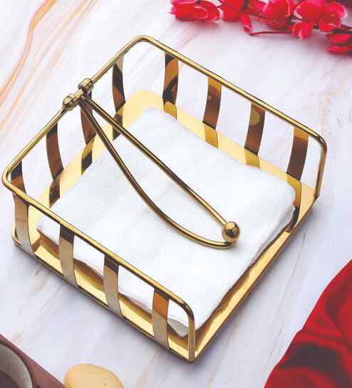 Ivory Tissue Holder Gold