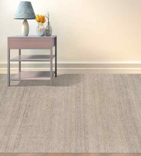 Ivory Transitional Raw Handspun NZ  Wool & Raw Handspun Silk 2x3 Feet Handmade  Dhurrie