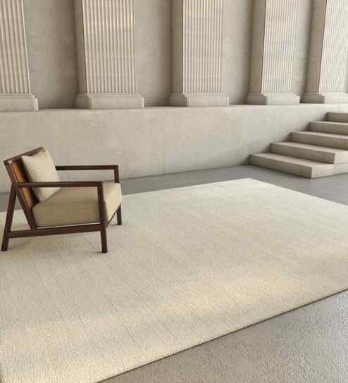 Ivory Wool Abstract 4 ft x 6 ft Hand Knotted Carpet