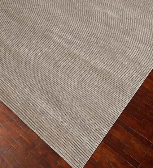 Ivory Striped Wool 4 ft x 6 ft Hand Woven Carpet by Jaipur Rugs