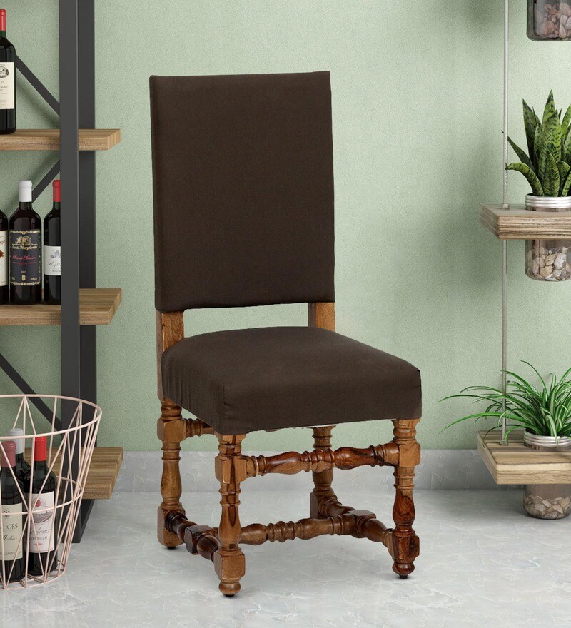 Buy Ivaan Solid Wood Upholstered Dining Chair In Grey Colour By