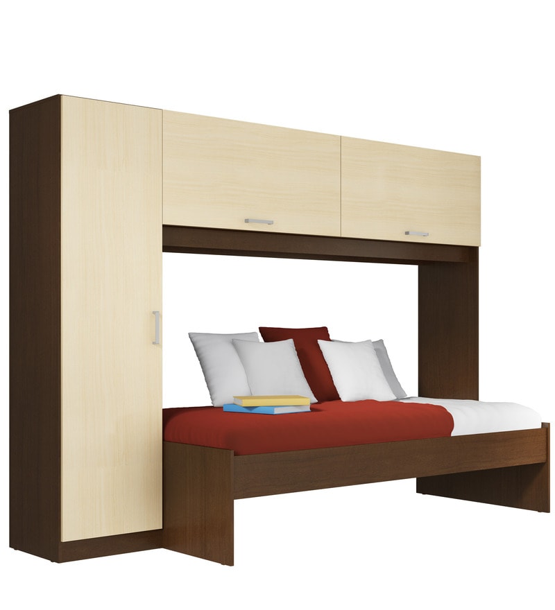 Buy Ivan Trundle Bed with Wardrobe in Maple Finish CasaCraft By Pepperfry Online Trundle