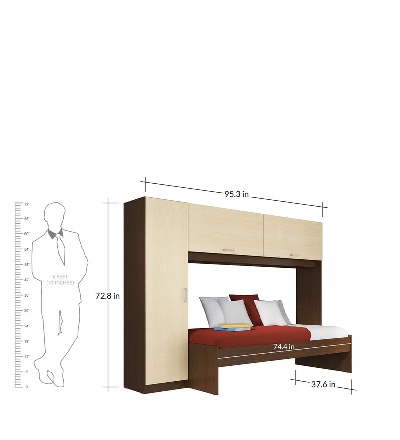 Buy Ivan Trundle Bed with Wardrobe in Maple Finish CasaCraft By Pepperfry Online Trundle