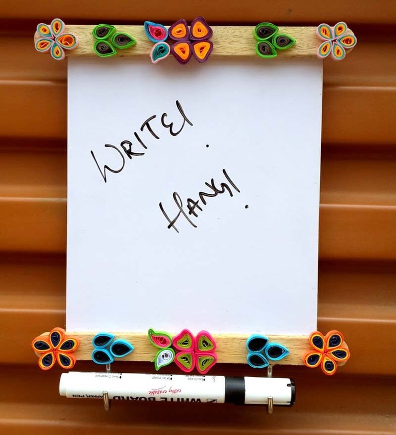 Buy IVEI Wooden White Long Fridge Board With Quilling Art Online Fridge