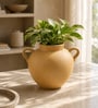 Dual Handle Ivoire Clair Polyresin Minimalist Tabletop Flower Vase