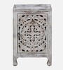 Ivor Solid Wood Bedside Table In White Distress Finish