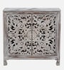 Ivor Solid Wood Cabinet In White Distress Finish
