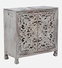 Ivor Solid Wood Cabinet In White Distress Finish