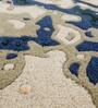 Ivory & Blue Abstract Wool And Viscose 4 ft x 6 ft Hand tufted Carpet 