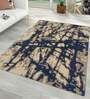 Ivory & Blue Abstract Wool And Viscose 4 ft x 6 ft Hand tufted Carpet 
