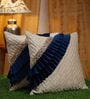 Ivory & Blue Silk Textured 24x24 inches (Set of 2) Cushion Covers