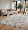 Ivory & Charcoal Contemporary Wool And Cotton 8 X 5 Feet Hand Tufted Carpet