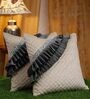 Ivory & Grey Velvet Textured 20x20 inches (Set of 2) Cushion Covers