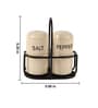 Ivory & Iron Salt & Pepper Set Ceramic Shakers with Metal Stand