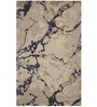 Ivory & Navy Abstract Wool And Viscose 4 ft x 6 ft Hand tufted Carpet 