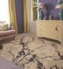 Ivory & Navy Abstract Wool And Viscose 4 ft x 6 ft Hand tufted Carpet 
