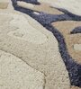 Ivory & Navy Abstract Wool And Viscose 6 ft x 9 ft Hand tufted Carpet 