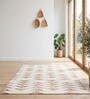 Ivory / Rust Geometric Wool And Cotton 7 X 5 Feet Hand Tufted Carpet