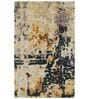 Ivory & Yellow Abstract Wool And Viscose 6 ft x 9 ft Hand tufted Carpet
