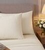 Ivory 400TC  Solid Embroidery Superking Bedsheet with 2 Pillow Covers