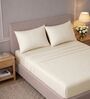 Ivory 400TC  Solid Embroidery Superking Bedsheet with 2 Pillow Covers