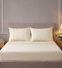 Ivory 400TC  Solid Embroidery Superking Bedsheet with 2 Pillow Covers