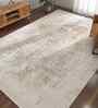 Ivory Abstract Polyester 5x7.5 Feet Machine Made Carpet