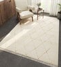 Ivory Abstract Wool 5 ft X 8 ft Hand Woven Carpet