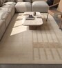 Ivory Abstract Wool 6 ft X 9 ft Hand Woven Carpet