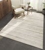 Ivory Abstract Wool and Viscose 6 ft X 9 ft Hand Woven Carpet