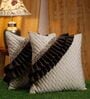 Ivory and Brown Silk Textured 24x24 inches (Set of 2) Cushion Covers