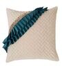 Ivory and Teal Silk Textured 24x24 inches (Set of 2) Cushion Covers