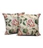 Ivory Art Silk Chanderi Textured Floral 16x16 inches Cushion Covers (Set of 2)