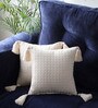 Ivory Cotton Abstract 12x12 inches Cushion Covers (Pack of 2)