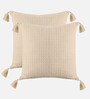 Ivory Cotton Abstract 16x16 inches Cushion Covers (Pack of 2)