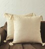 Ivory Cotton Abstract 18x18 inches Cushion Covers (Pack of 2)