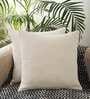 Ivory Solid Cotton 18 x 18 Inches Cushion Covers (Set of 2)