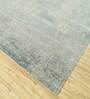 Ivory Distressed Wool & Bamboo Slik 8 ft x 10 ft Hand Knotted Carpet